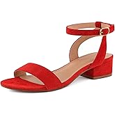 TruFox 1 Inch Low Heel Sandals for Women Dressy Short Black Heels Silver Dress Sandals Strappy Comfortable Sandal for Teen Girls Open Toe Ankle Strap