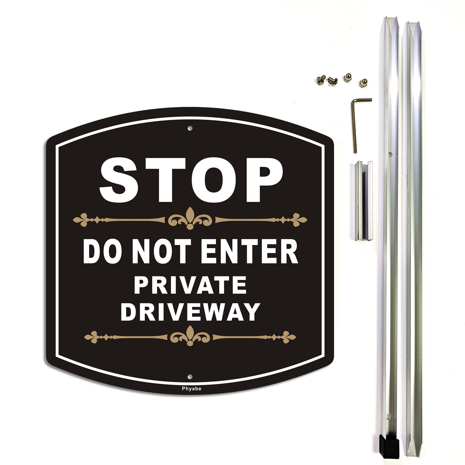 Photo 1 of Phyabe Stop Do Not Enter Private Driveway Sign with Stake, Aluminum Metal Private Driveway Sign, 28" Total Length, Heavy Duty Weather Resistant
