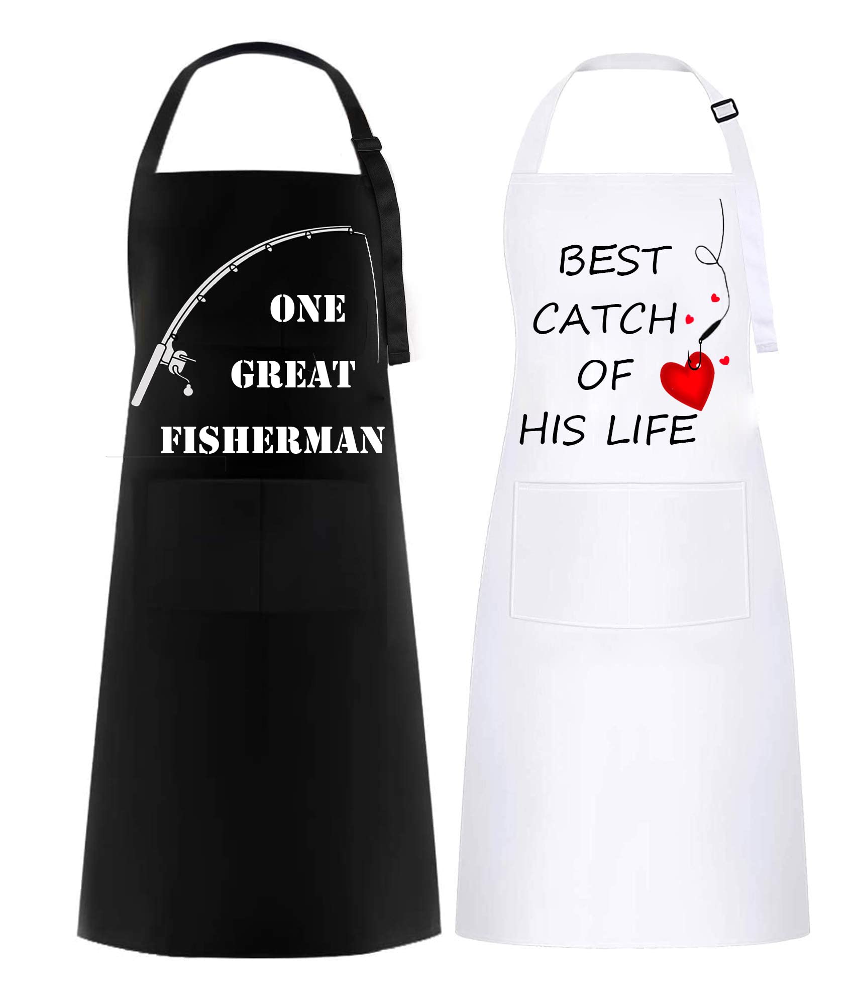 2 PCS Mr & Mrs Couple Aprons Set, White Black Aprons As Gifts for Wedding Engagement, Anniversary, Valentine’s Day, Personalised Present for Couple (Waterproof)