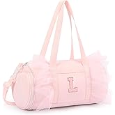 mibasies Dance Bag for Girls 4-6: Kids Duffle Bag - Ballet Bags for Girls 4-6 - Personalized Letter Girls Gifts Pink L