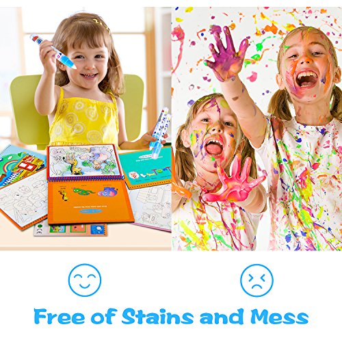 Aqua Doodle, Reusable Water-Reveal Activity Pads 2-pk 16 Pages Water Coloring Aqua Drawing Painting Toy Kits with Bonus Pens (Zoo&Dinosaur)