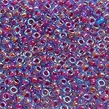 Miyuki Round Seed Bead Size 11/0 8.5g Fucshia Lined Aqua AB