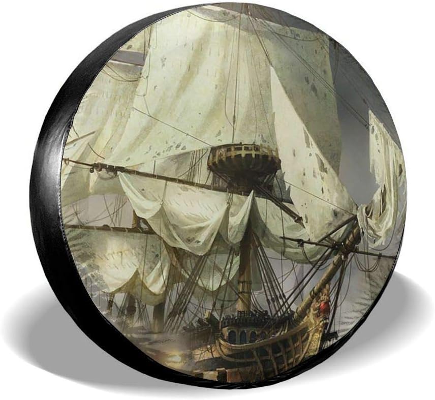 Vbnbvn Cool Pirate Ship Wheel Covers Tyre Cover Tires Protector Covers Weatherproof Tire Protectors