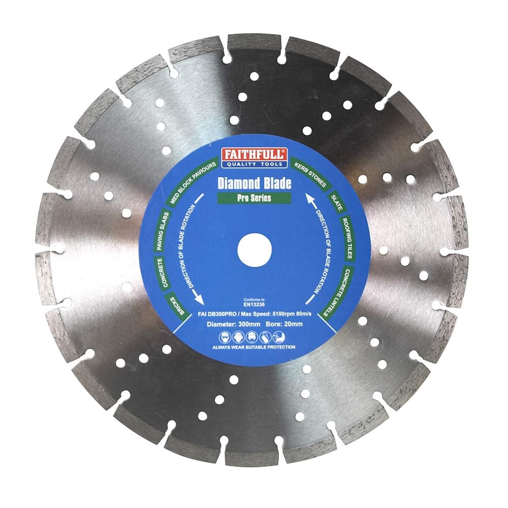 Faithfull FAIDB300PRO Paving Slab, Concrete, Brick, Kerb Stone Professional Diamond Cutting Blades 300 mm (12 Inch)