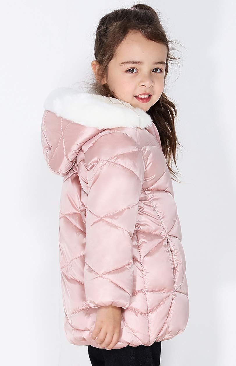 SOLOCOTE Girls Winter Coats Hooded Sherpa Lined Lightweight Jacket Thick Warm Puffy Waterproof Windproof Cotton Shiny Jackets: Clothing