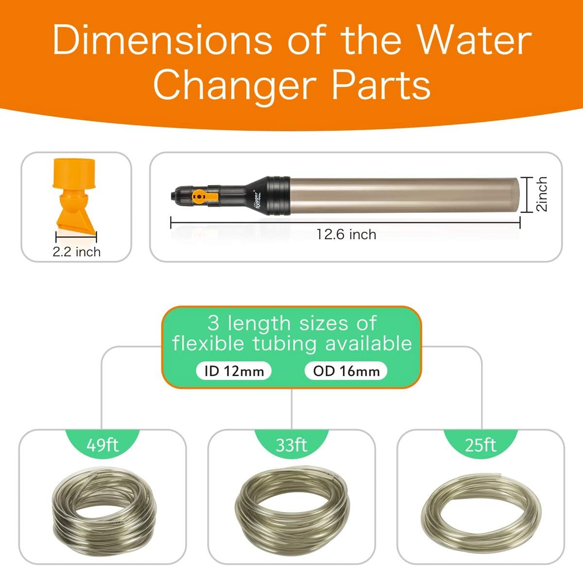 hygger 49ft Automatic Aquarium Water Changer, Siphon Fish Tank Gravel Vacuum Cleaner, with Flow Control Valve, Water Hose : Pet Supplies