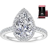 Engagement Rings for Women Wedding Promise Ring - Sterling Silver Rings for Women 1 Carat D Color VVS1 Pear Shaped Crushed Ice Diamond, 18K White Gold Plating Women's Diamond Rings Ideal Gift for Her