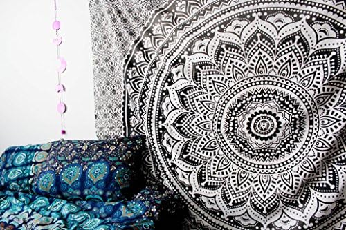 black &amp; White Indian-hippie Bohemian-psychedelic-handmade Ombre-mandala Wall-hanging-tapestry