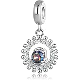 QeenseKc 12 Zodiac Sign Birthday Dangle Charm for European Bracelets Cubic Zirconia Constellation Bead Gift