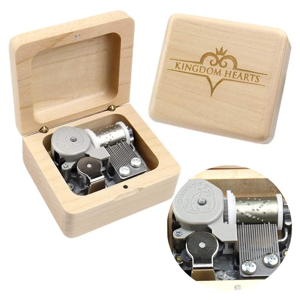 Sinzyo Kingdom Hearts Music Box Vintage Musical Boxs Gift For Birthday Valentine's Day Christmas Day(Maple Wooden Box)