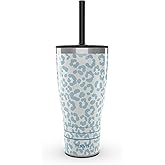 Tervis Traveler Lapis Leopard Triple Walled Insulated Tumbler Travel Cup Keeps Drinks Cold & Hot, 30oz with Straw Lid, Stainless Steel