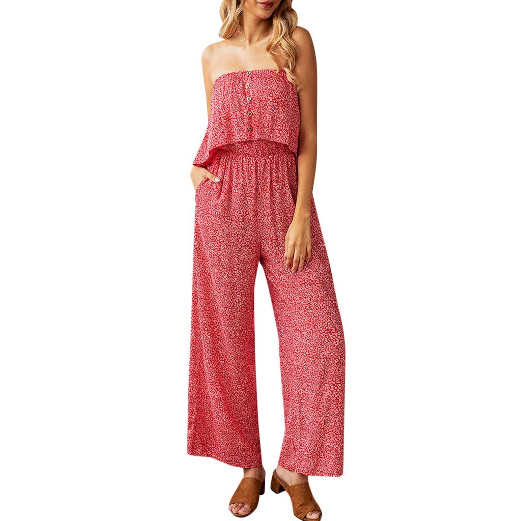 blue strapless jumpsuit