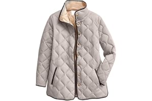 RWNHAA Women's Quilted Barn Jackets Trendy Puffer Coats Quilted Bomber Jacket Lightweight Warm Winter Outerwear with Pockets