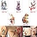 Glaryyears Animal Temporary Tattoos for Adults, Large Watercolor Painting Drawing Fake Creative Tattoo Stickers, 5 Pack Fox Cat Water Transfer Body Makeup Art Home Decoration Multi-colored