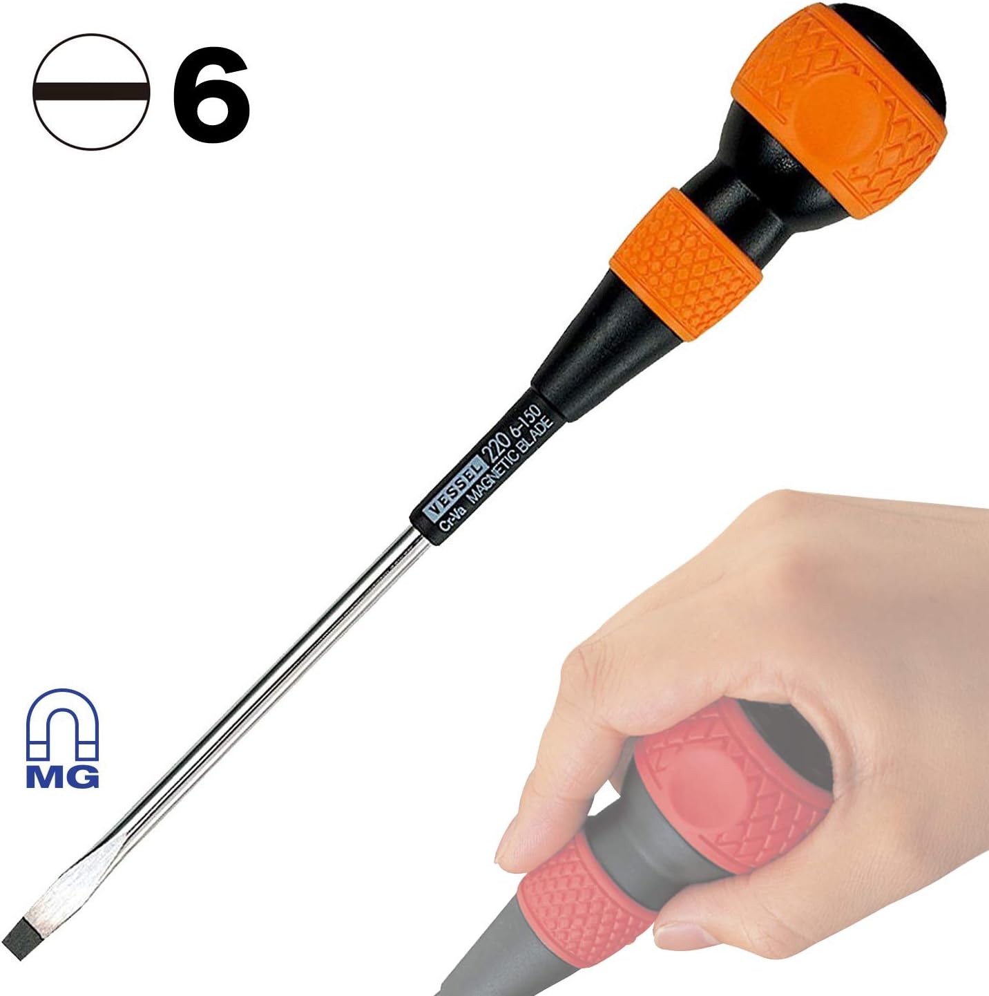 VESSEL 220 Cushion Ball Grip Screwdriver Plus 2 x 100 Hand Tool made in Japan* Screwdrivers