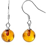 Amber Sterling Silver French Hook Drop Earrings for Women