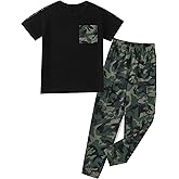 mksodopy Boys Clothes,Boy outfits 2-Piece Camouflage Short-Sleeved T-shirt Camouflage Pant Teen Boys Clothing