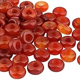 TUMBEELLUWA Natural Gemstone Beads for Jewelry Making, Rondelle Large Hole Loose Beads Pack of 15,Carnelian(6x12 mm)