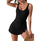 Eomenie One Piece Swimdress Swimsuits for Women Tummy Control Swim Dresses Skirt Bathing Suit