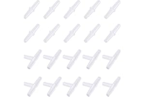Pawfly 20 Pack Aquarium Air Valve Connector White Plastic Inline Tubing, 3-Way T & Straight