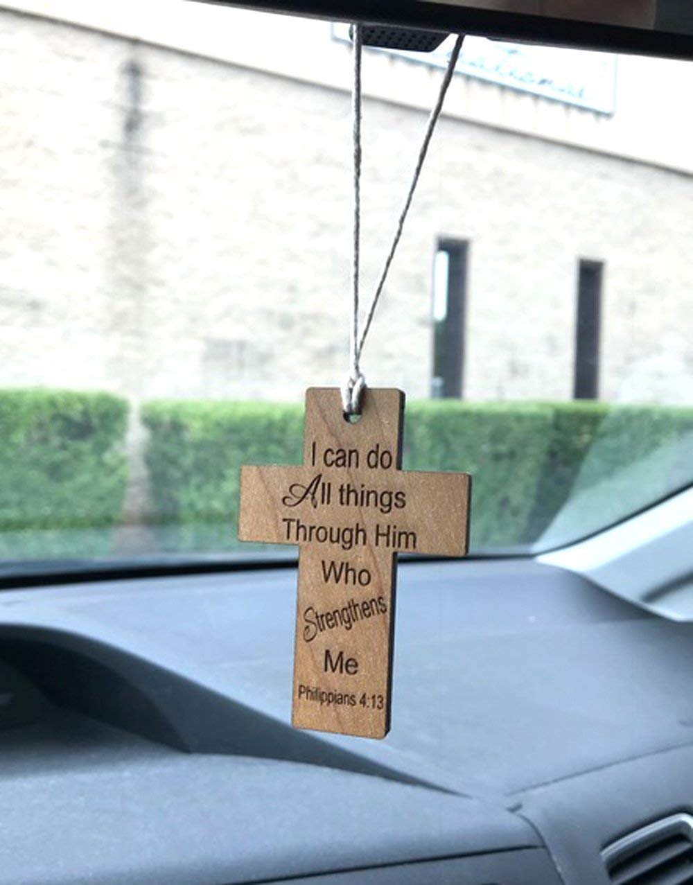 Personalized Rear View Mirror Cross Hanging Car Decor