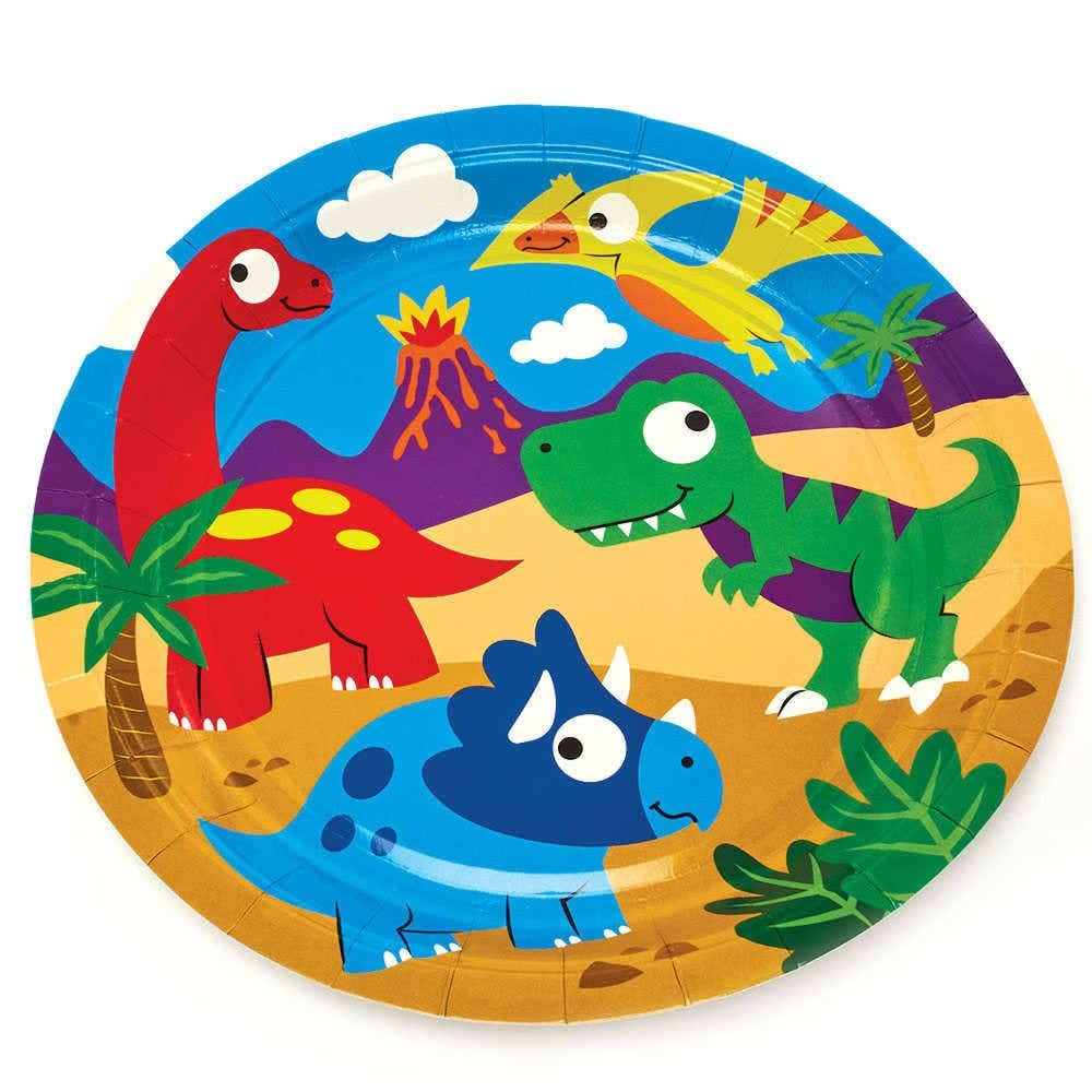 Baker Ross FC978 Dinosaur Party Plates - Pack of 10, Kids Plates, Birthday Party Plates, Paper Plates, Dinosaur Party Plates โ image 1