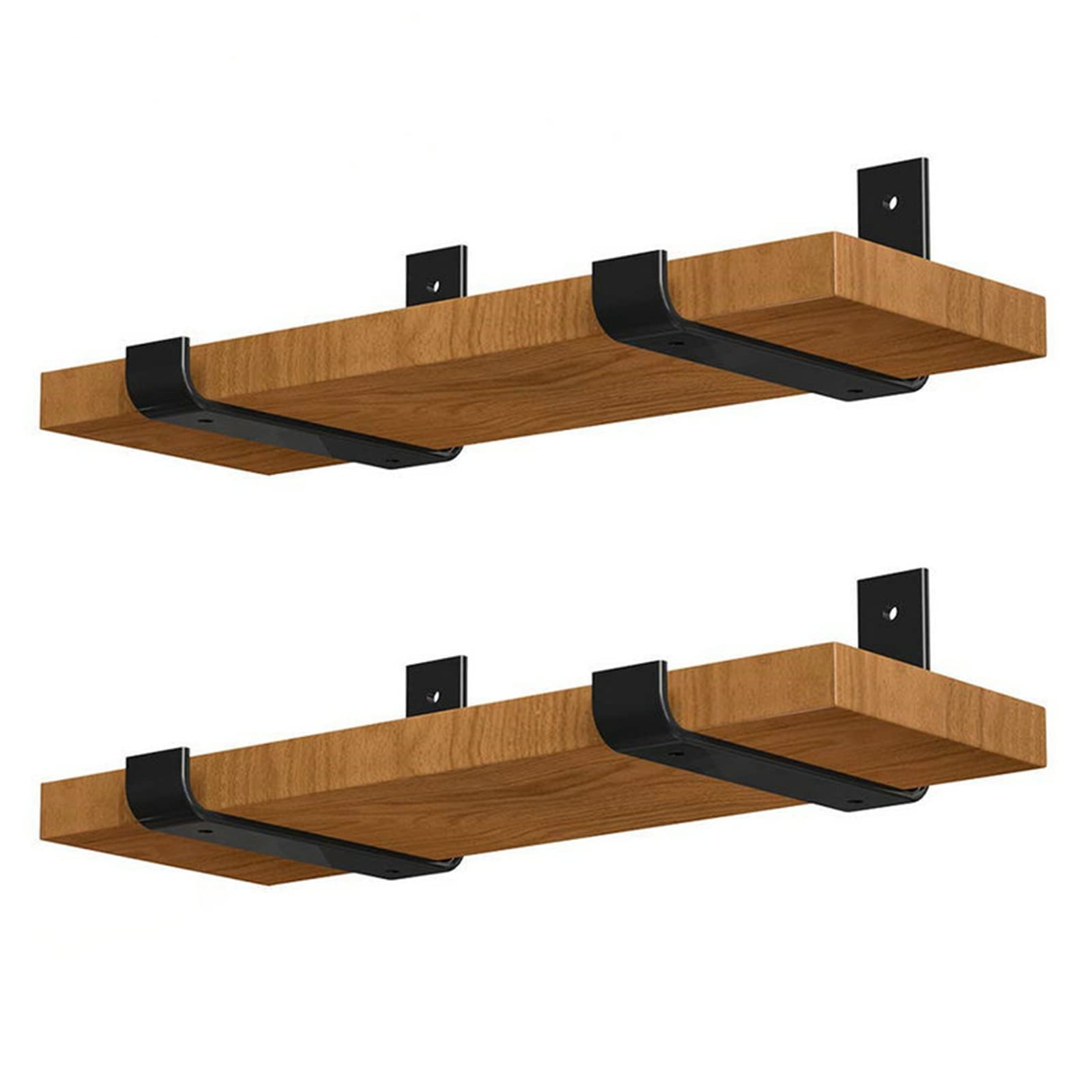 TUAKIMCE 4 PCS Heavy Duty L Shape Shelf Brackets, 200mm(8 inch) Black Industrial Metal Scaffold Board Shelf Bracket for Wall Mounted Shelves with Matching Screw and Anchors, 200x30x110mm — image 1