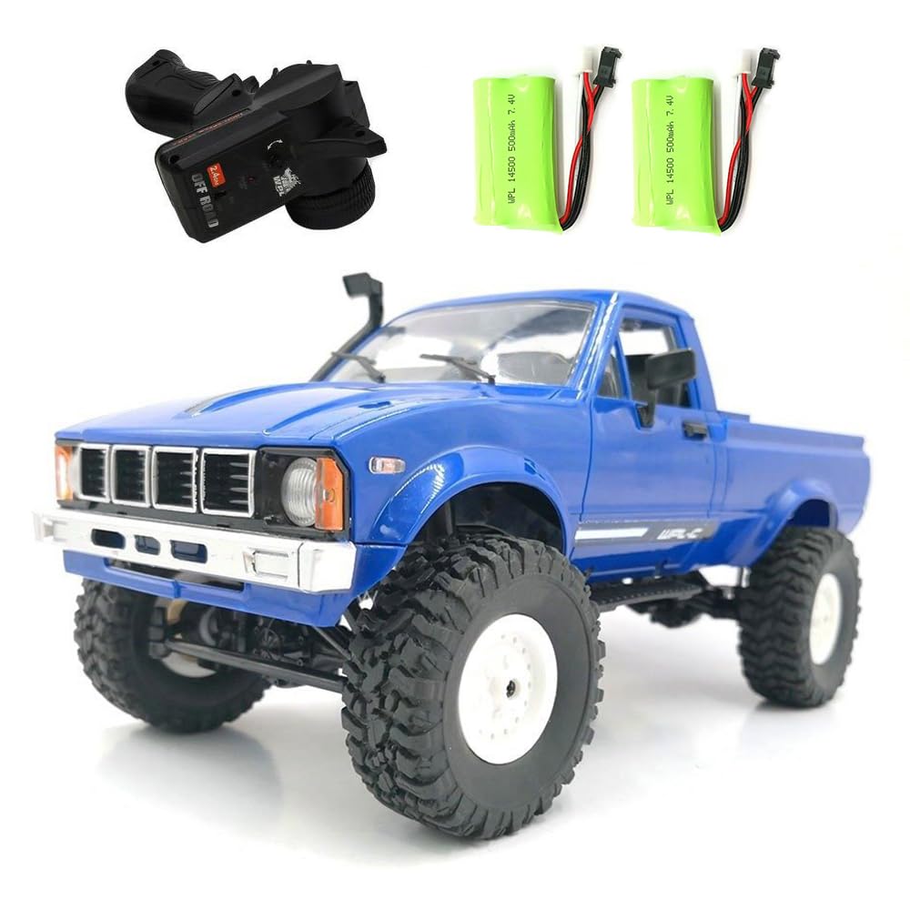 Photo 1 of RC Crawler WPL C24 RC Rock Crawler RC Truck 4x4 1/16 Scale Remote Control Pickup Truck Off Road All Terrain RTR with 2.4 GHz Proportional Throttle Steering LED Light 2 Batteries Hobby Toy Adult