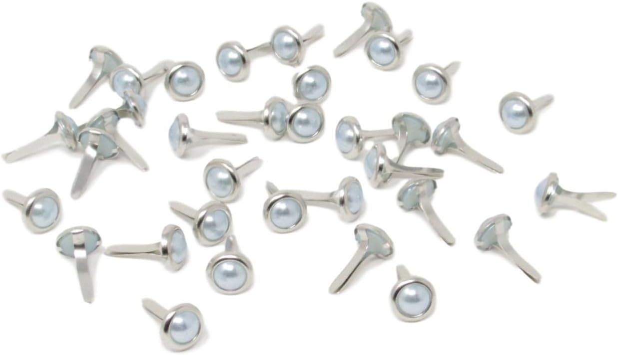 Brads for Crafts & Scrapbooking Round Light Blue Pearl Brads 8mm Pack