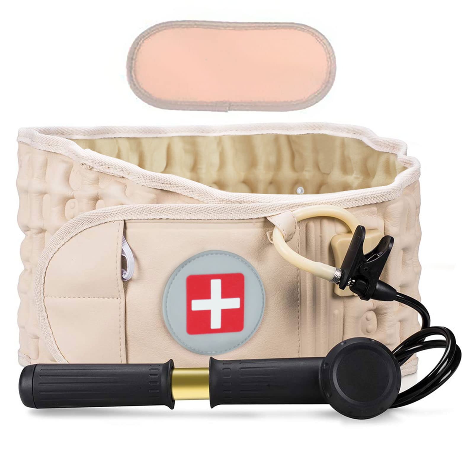 tempsnug Decompression Belt Inflatable Lumbar Support for Lower Back Pain Relief Air Pump Back Brace with Hand Pump, One Size Fits 29-49 Waist