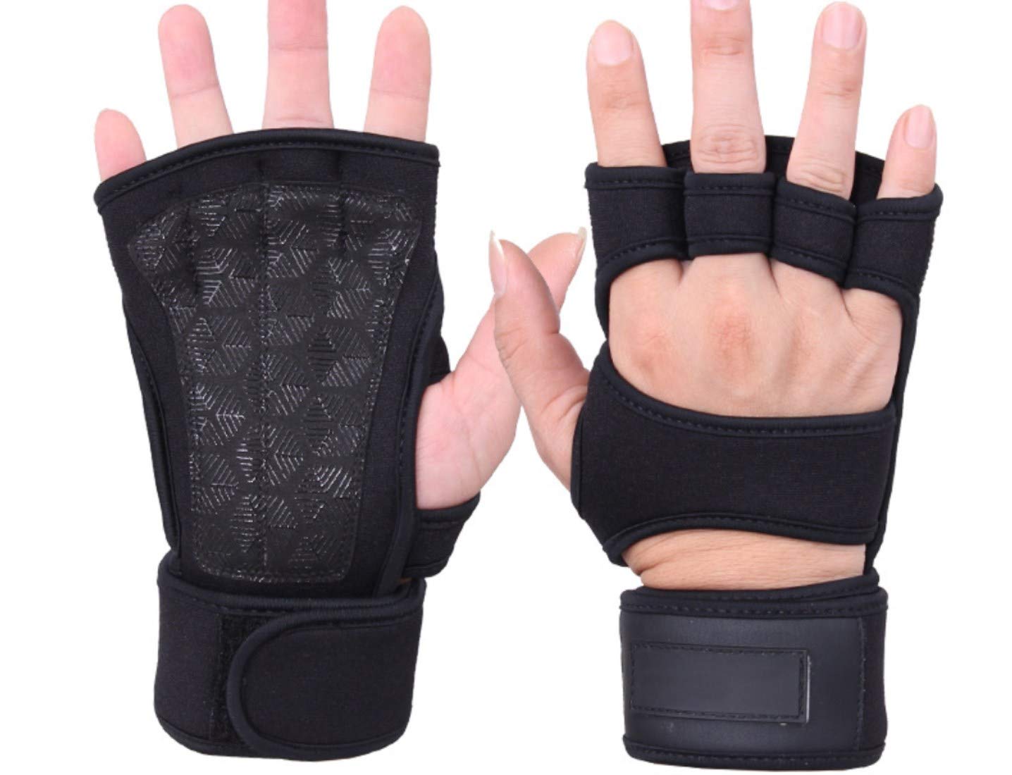 XuanYi Weight Lifting Gloves with Wrist Wraps Extra Strong Grip Training Gloves for Pull Ups, Gym Cross Training, Powerlifting. Silicone Padding, No Calluses. Suits Men & Women (Black, M)