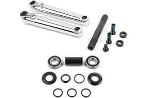 POLSO BMX Chrome 48 Spline Cranks Arms 170mm, 9/16"(14mm) Axle Diameter 19mm Mid BB/Euro BB/Spanish BB/American BB Black Chrome BMX Parts