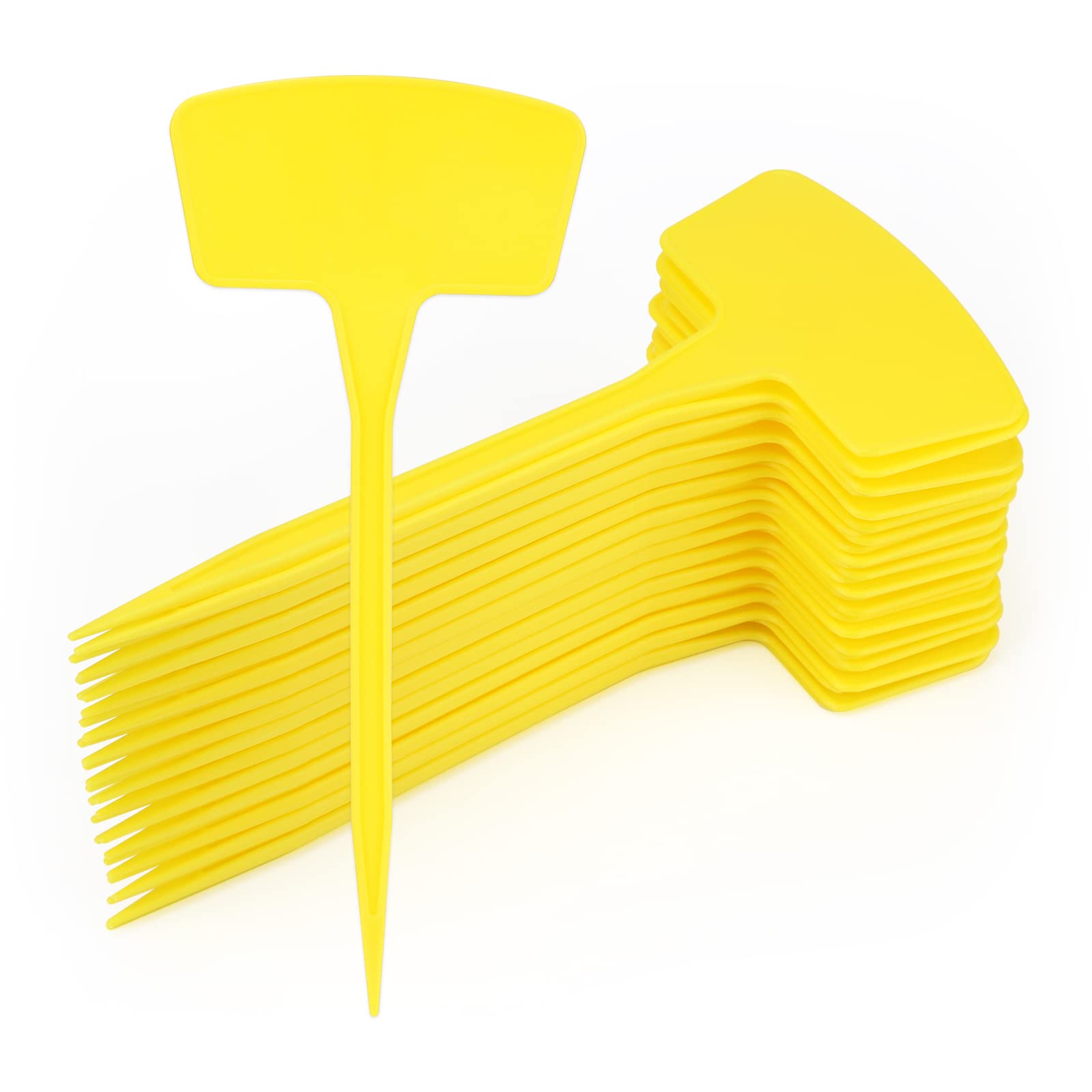 KINGLAKE 30Pcs Tall Large Plastic Plant Labels Yellow, Super Thick Outdoor Garden Markers Tags T-Type Waterproof, 26.5x11.7cm