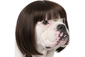 FISHBOY Funny Dog Wig for Small Medium Large Dogs with Adjustable Elastic Bands, Trimmable Pet Costume Cat Cosplay Decoration for Halloween, Christmas, Parties