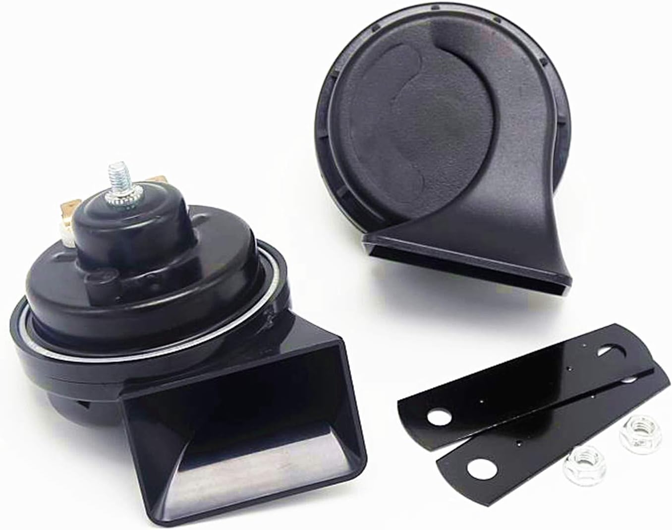 Viping Car Horn Car Snail Horns 130DB Truck Horn Air Horn Double Tone Loud Speaker Black Electric Horn High Tone and Low Tone Horn Waterproof Horns for Any 12V Boat Ship car Moto Vans Truck etc: Automotive