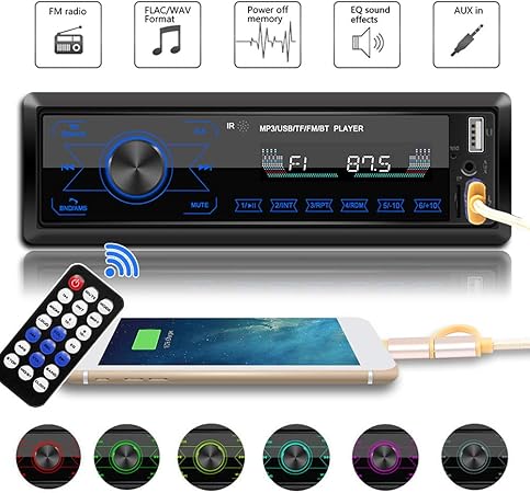 Amazon Bestjunly カーオディオ 1din Bluetooth Pomile カーステレオ Bluetoothハンズフリー通話 Aux Usb対応 76 0 90 0mhz日本仕様 Fmラジオプレーヤー 車載mp3 プレーヤー レシーバー 12v車用 スマホ給電可 高級感タッチスイッチ Bas Tre Bal Fad Loudness Eq調整