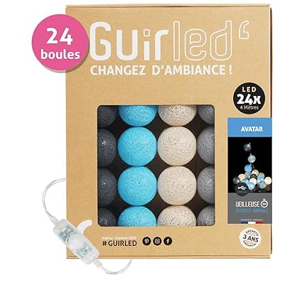 Avatar LED-Lichterkette, Baumwollkugeln, USB-Ladegerät, 2 A, 3 Intensitäten