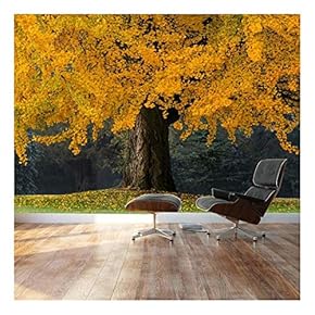 Beautiful Yellow Autumn Tree - Landscape - Wall Mural, Removable Sticker, Home Decor - 66x96 inches