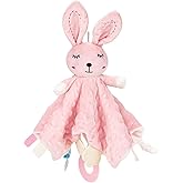 ZIGJOY Loveys for Babies Baby Security Blanket Soft Bunny Lovey for Girls Gifts Newborn Pink Lovie for Infant and Toddler, Rabbit