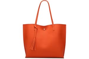 Dreubea Women's Soft Faux Leather Tote Shoulder Bag from, Big Capacity Tassel Handbag