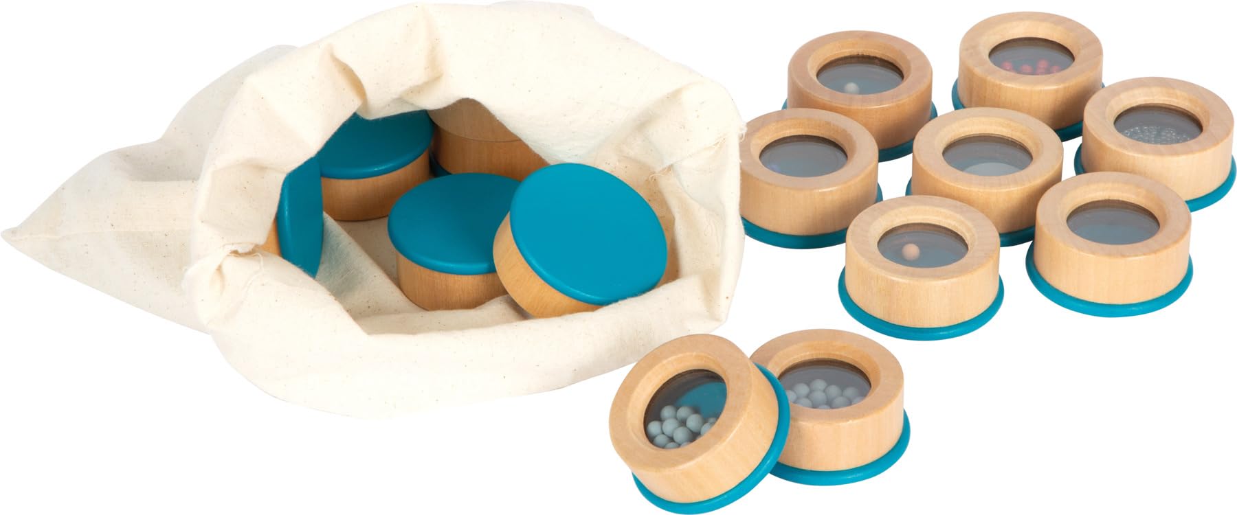 Small Foot Listening Memory Sensory, kids' acoustic sensory game, 16 filled wood containers, ages 3+ years, 12468