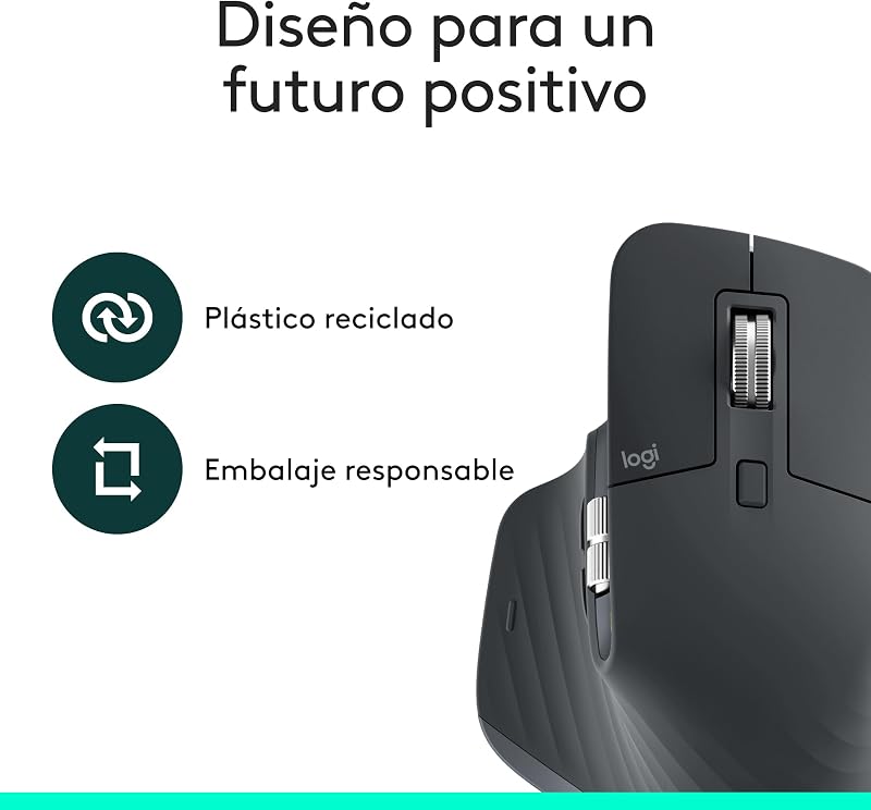 MX Master 3S, rato sem fios de alto desempenho com scroll ultra-rápido, ergo, 8000 dpi, Crystal Tracking, cliques discretos, Bluetooth, Windows, Linux e Chrome - Grafite