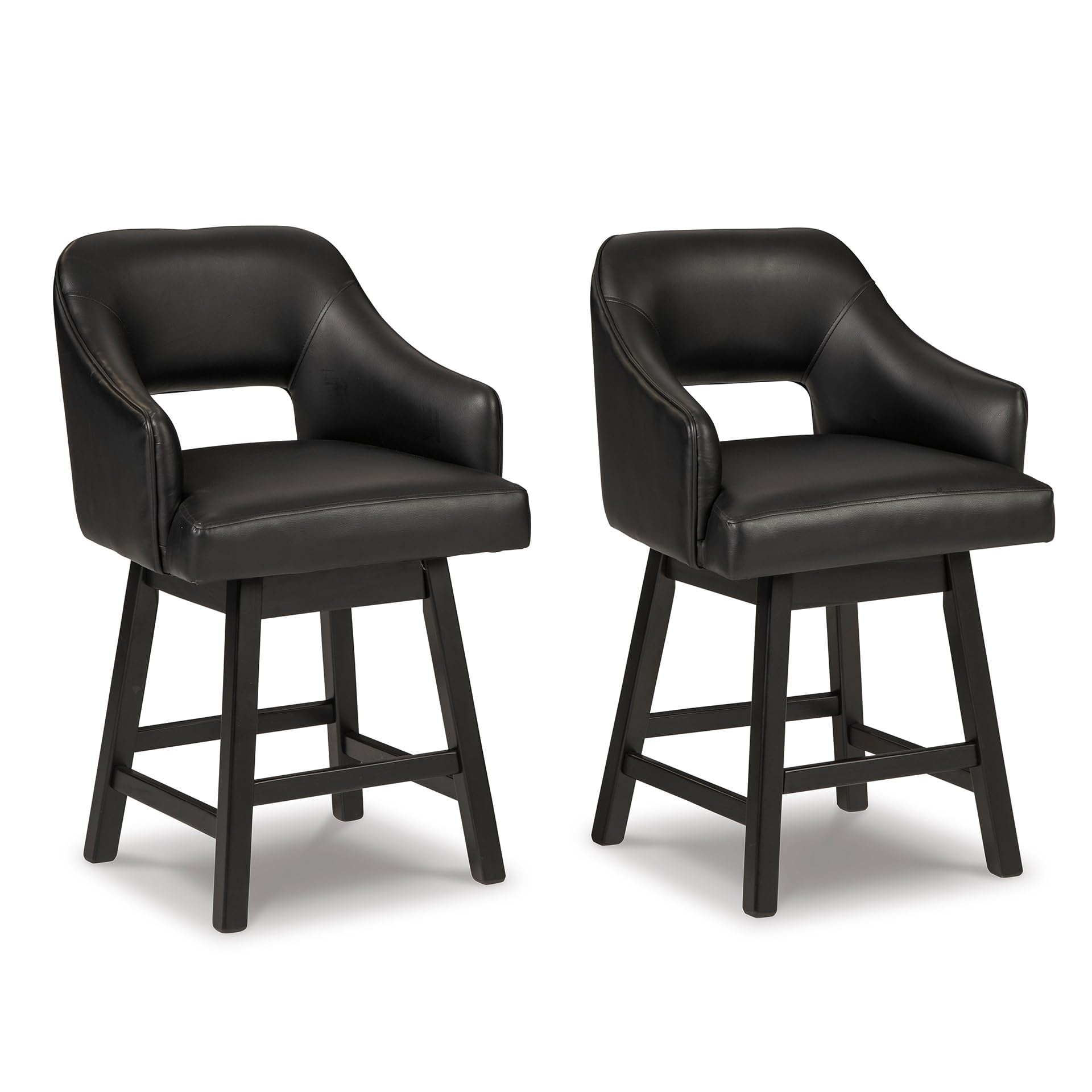Photo 1 of *** partial set, missing unknown parts only unknown of any damage***
Signature Design by Ashley 25" Tallenger Modern Upholstered Swivel Counter Height Barstool, Set of 2, Black & Dark Brown
