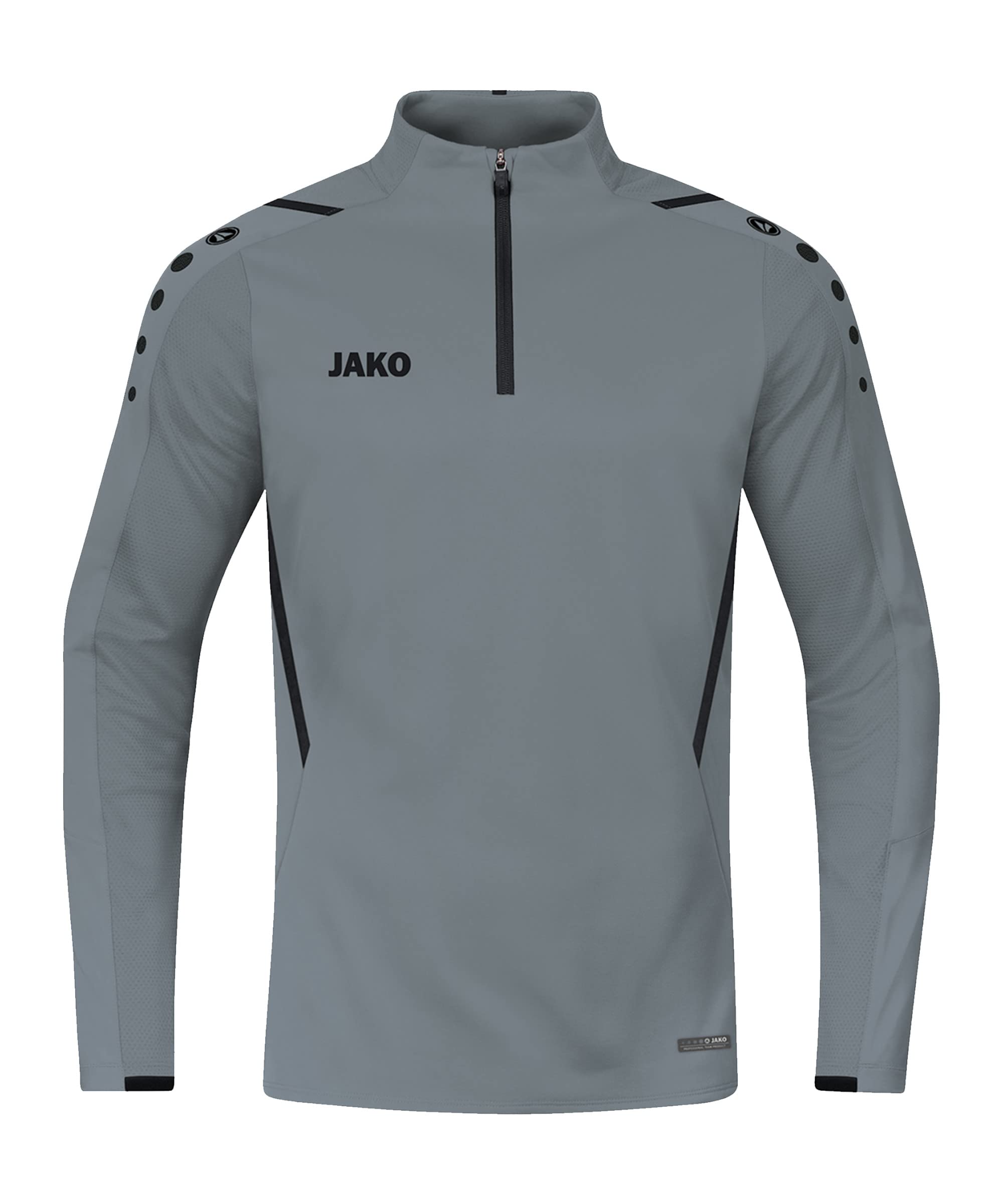 JAKO Challenge Unisex Children's Zip Top Challenge, unisex_child, Ziptop Challenge, 8621-841, Stone Grey/Black, 128