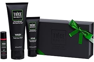 Tiege Hanley Men's Skin Care Gift Set – Bronze Essential Skincare Routine with Face Wash Cleanser, Exfoliating Scrub & Lip Ba