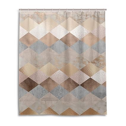Dearlord Copper And Blush Rose Gold Marble Argyle Shower Curtain