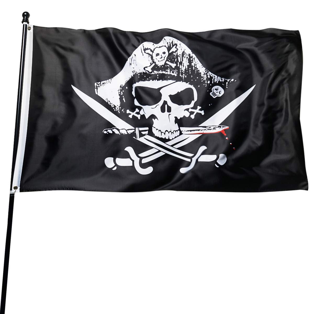 Pirate Deadman's Chest Tricorner Flag Skull and Crossbones Jolly Roger 3 by 5 FT Polyester Flag Banner