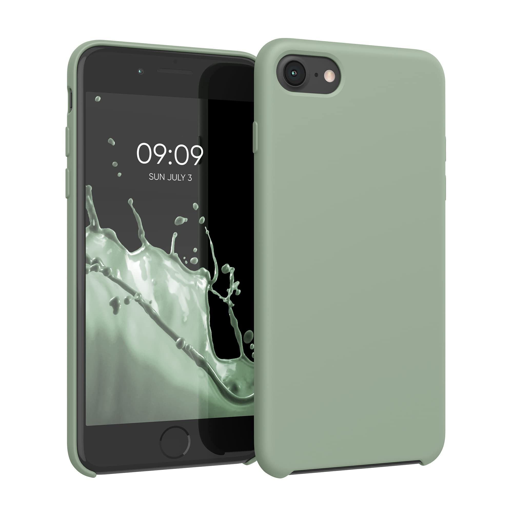 kwmobile Case for Apple iPhone SE (2022/2020) / iPhone 8/7 Case - Soft Cover - Shockproof Silicone - Wireless Charging Gray Green โ image 1