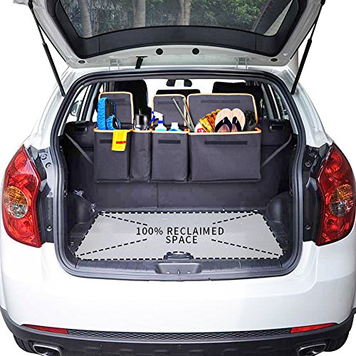 Backseat Trunk Organizer, Space Saving Car Trunk Organizer with Bottom Plate and Lid Trunk Storage for Kids, Travel, Heavy Duty 4 Pocket Auto Interior Cargo Accessories SUV & Car Organizer - Thumbnail 5