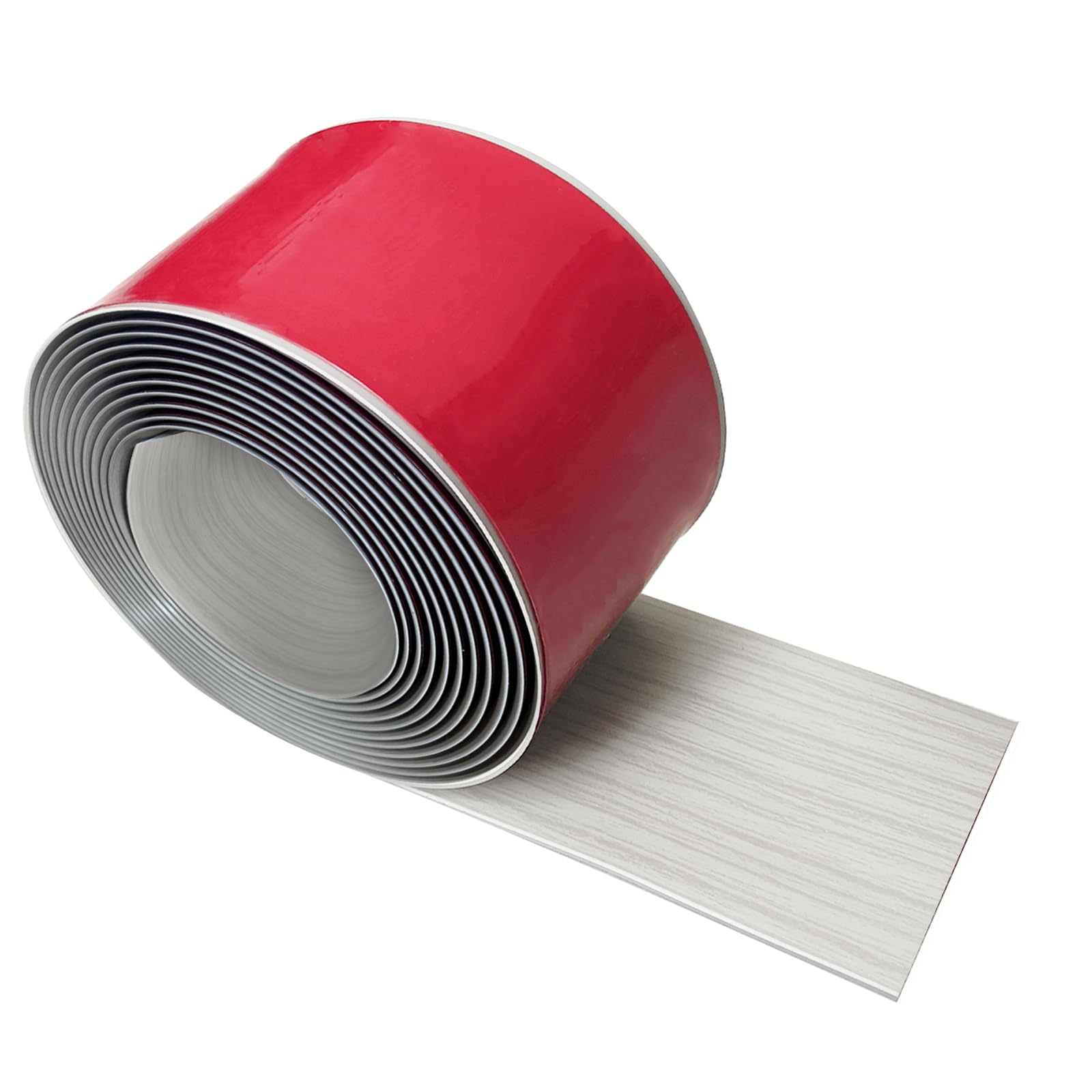 Photo 1 of Vinyl Floor Transition Strip Self Adhesive 3"×10' Light Gray Wood Grain Floor Divider Strip Flooring Transition Strips for Uneven Floors, Carpet, Tiles(10FT,3in,Light Gray Wood Grain)